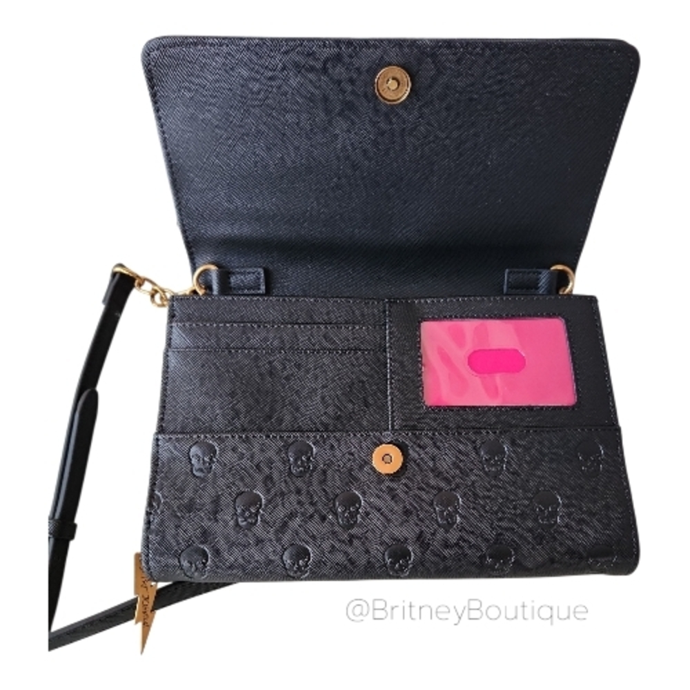 Betsey Johnson SKULLICIOUS Black Bow Crossbody - Picture 3 of 7